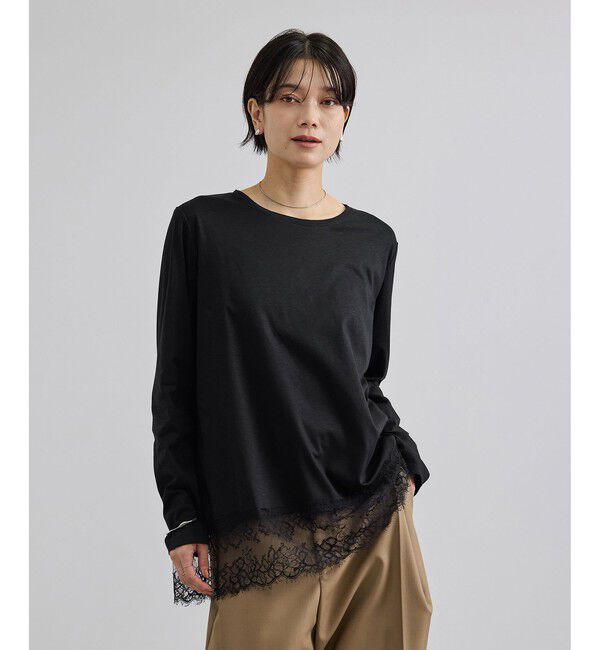 SALON adam et rope'「【WEB限定】ヘムレースプルオーバーカットソー」|Tシャツ・カットソー|ブラック(01)