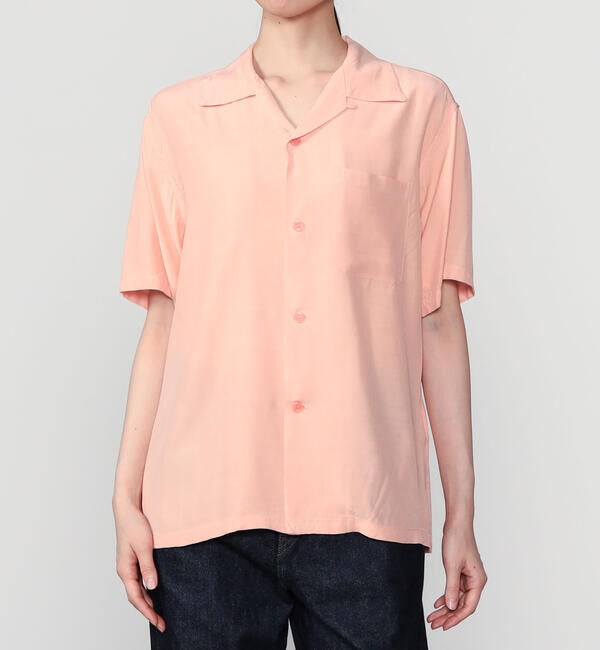  「STYLE EYES | 〈別注〉レーヨン ボウリングシャツ PLANE WOMEN」|シャツ・ブラウス|PINK