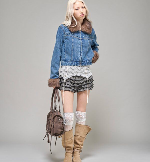  「【26AW LOOK掲載品番】ビジュファーデニムジャケット」|ブルゾン・スタジャン|