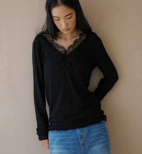  「レースドッキングカットソー」|Tシャツ・カットソー|