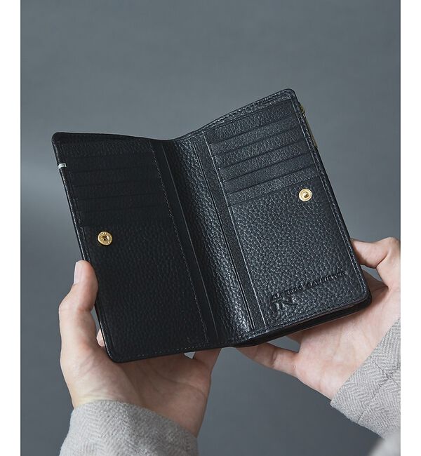 alfredoBANNISTER「【牛革・長財布】シボレザー ラインデザイン 二つ折り」|財布|ブラック