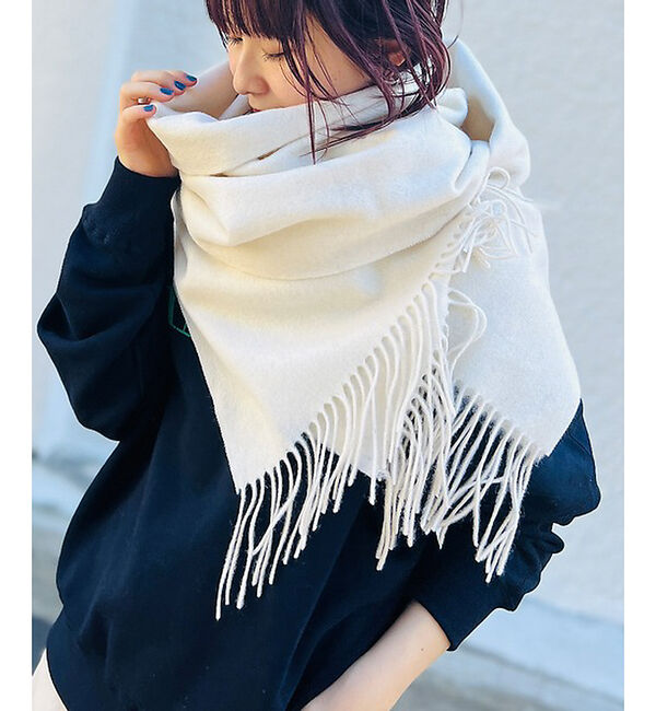 Rouge vif「【定番人気】【2025AW新作】【TWEEDMILL/ツイードミル】大判ストール」|マフラー|クリーム
