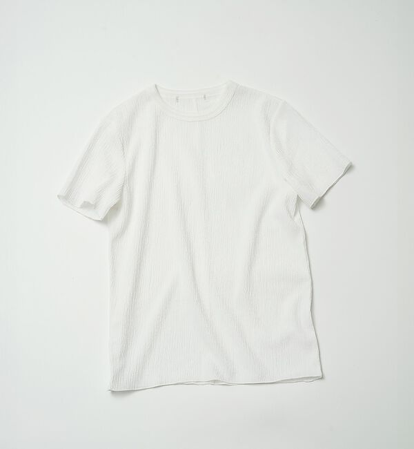 NOMINE「楊柳シボ感 リンガーTシャツ ｜ 半袖 リブ切替 クロップド丈」|Tシャツ・カットソー|