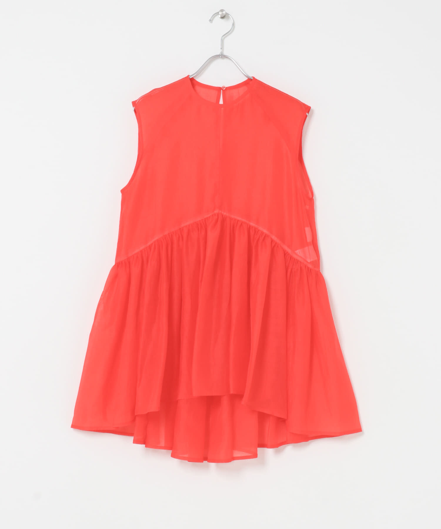 URBAN RESEARCH ROSSO「ELENDEEK　SHEER PEPLUM  BLOUSE」|シャツ・ブラウス|レッド