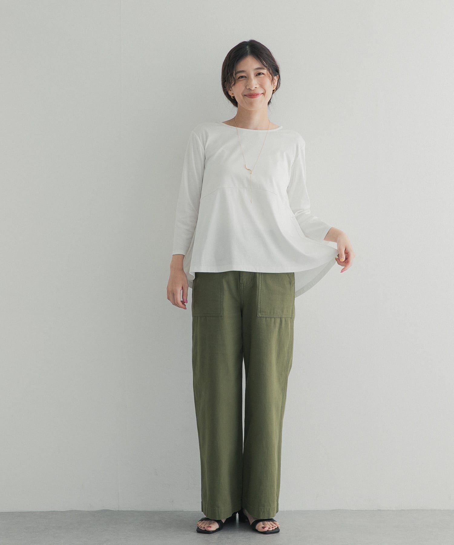 URBAN RESEARCH DOORS「『UR TECH』完声シルケットペプラムプルオーバー」|Tシャツ・カットソー|