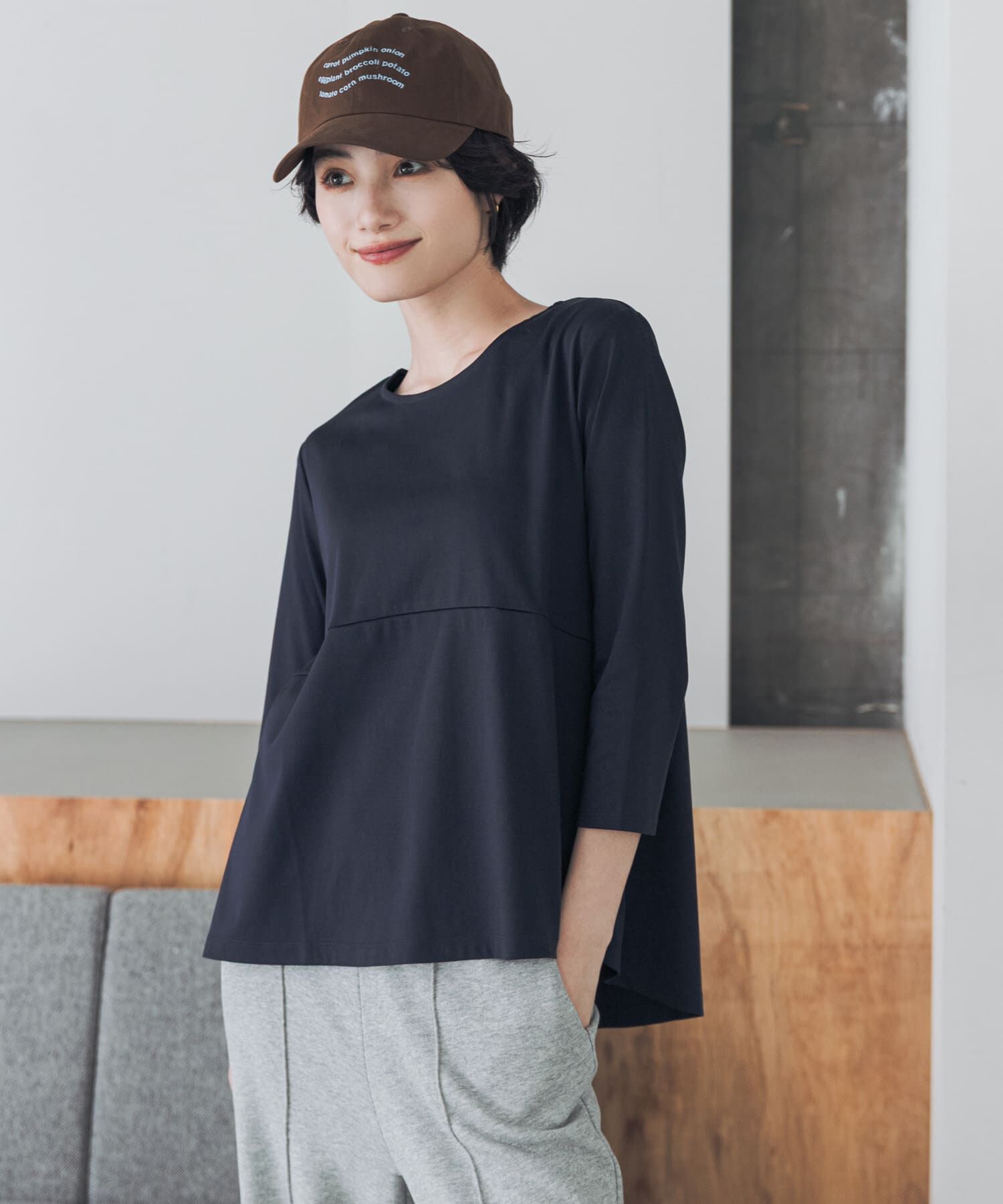 URBAN RESEARCH DOORS「『UR TECH』完声シルケットペプラムプルオーバー」|Tシャツ・カットソー|