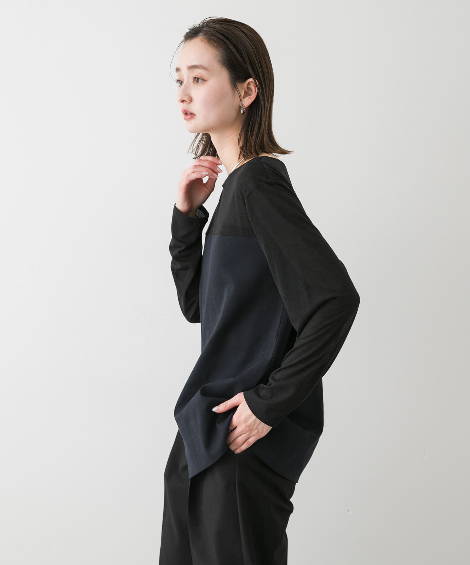 SENSE OF PLACE by URBAN RESEARCH「クルーネックドッキングスリットトップ」|Tシャツ・カットソー|