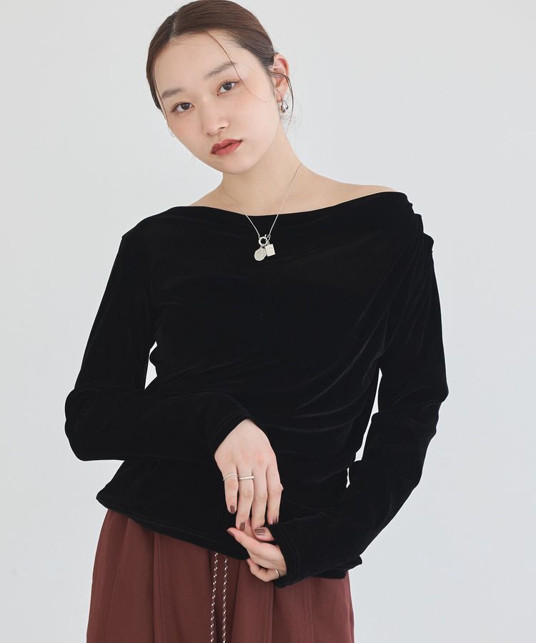 earth music&ecology「ドレープカットチュールフロッキープルオーバー」|Tシャツ・カットソー|
