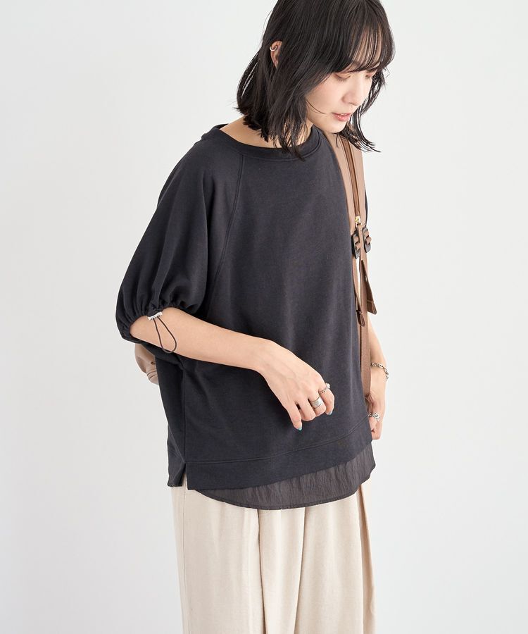 Green Parks「袖ドロストシアー裏毛ドッキングプルオーバー」|Tシャツ・カットソー|