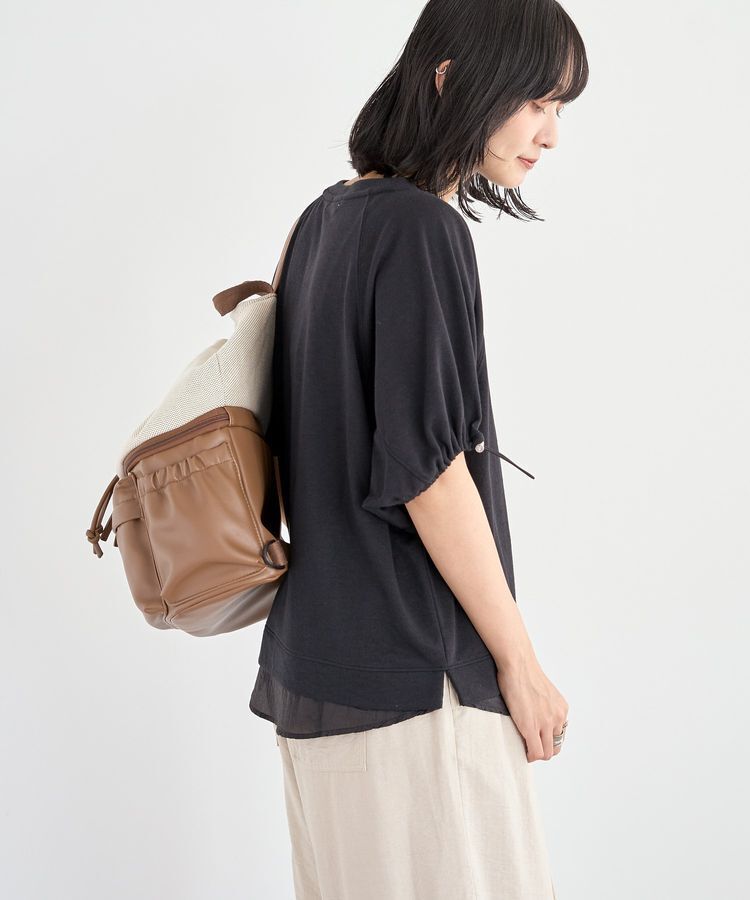 Green Parks「袖ドロストシアー裏毛ドッキングプルオーバー」|Tシャツ・カットソー|