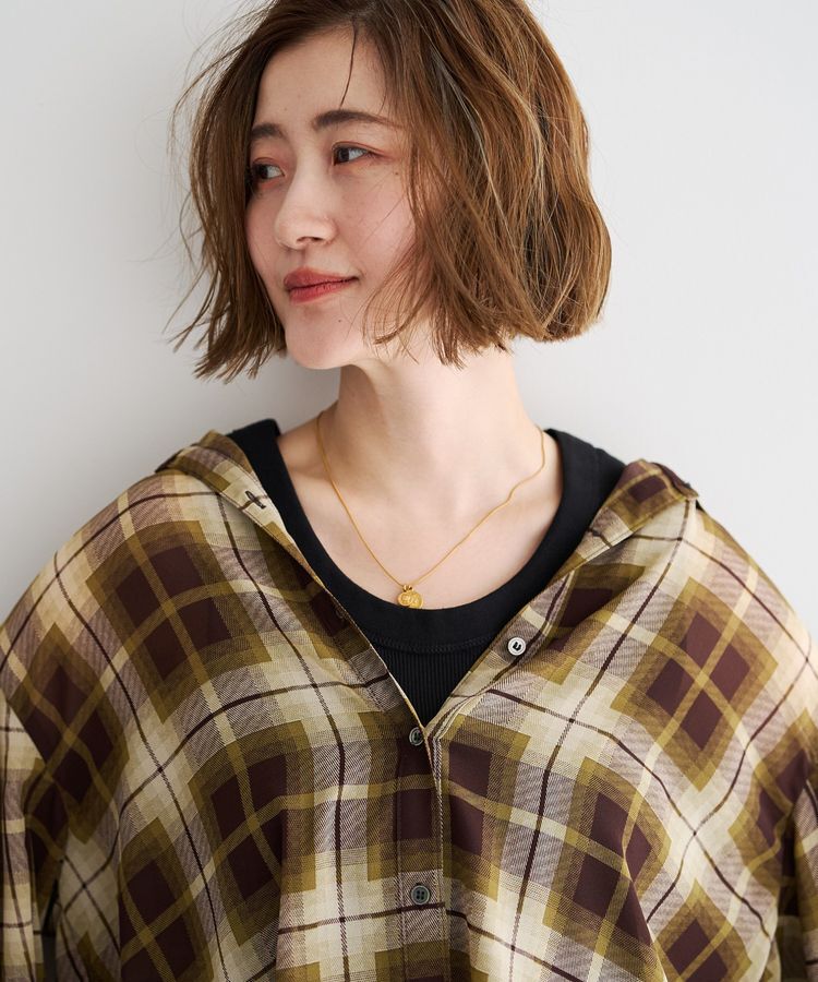 YECCA VECCA「チェック柄シアーラッフルシャツ」|シャツ・ブラウス|