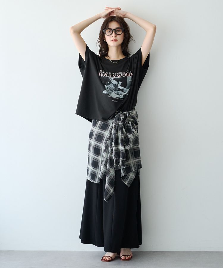 YECCA VECCA「チェック柄シアーラッフルシャツ」|シャツ・ブラウス|
