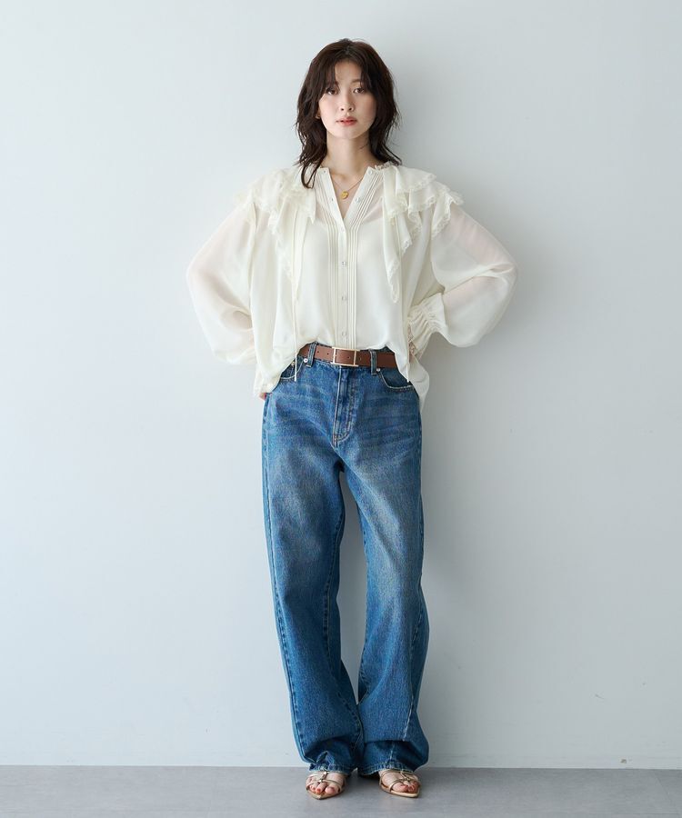 Editt by YECCA VECCA「ヴィンテージ調ラッフルレースブラウス」|シャツ・ブラウス|