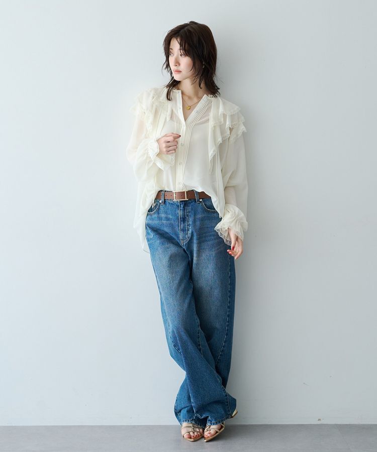 Editt by YECCA VECCA「ヴィンテージ調ラッフルレースブラウス」|シャツ・ブラウス|