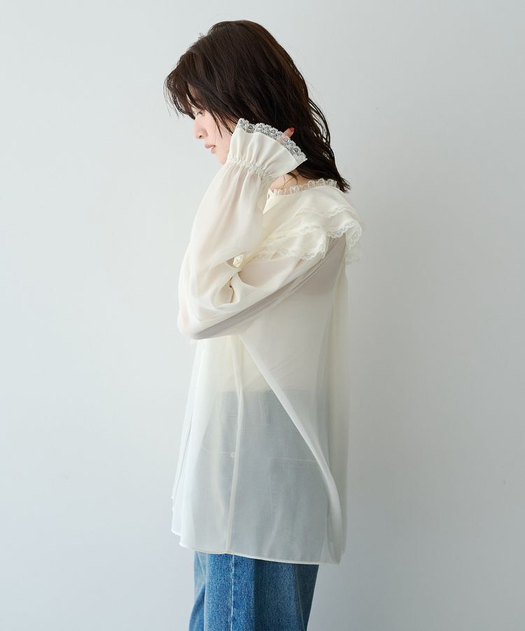 Editt by YECCA VECCA「ヴィンテージ調ラッフルレースブラウス」|シャツ・ブラウス|