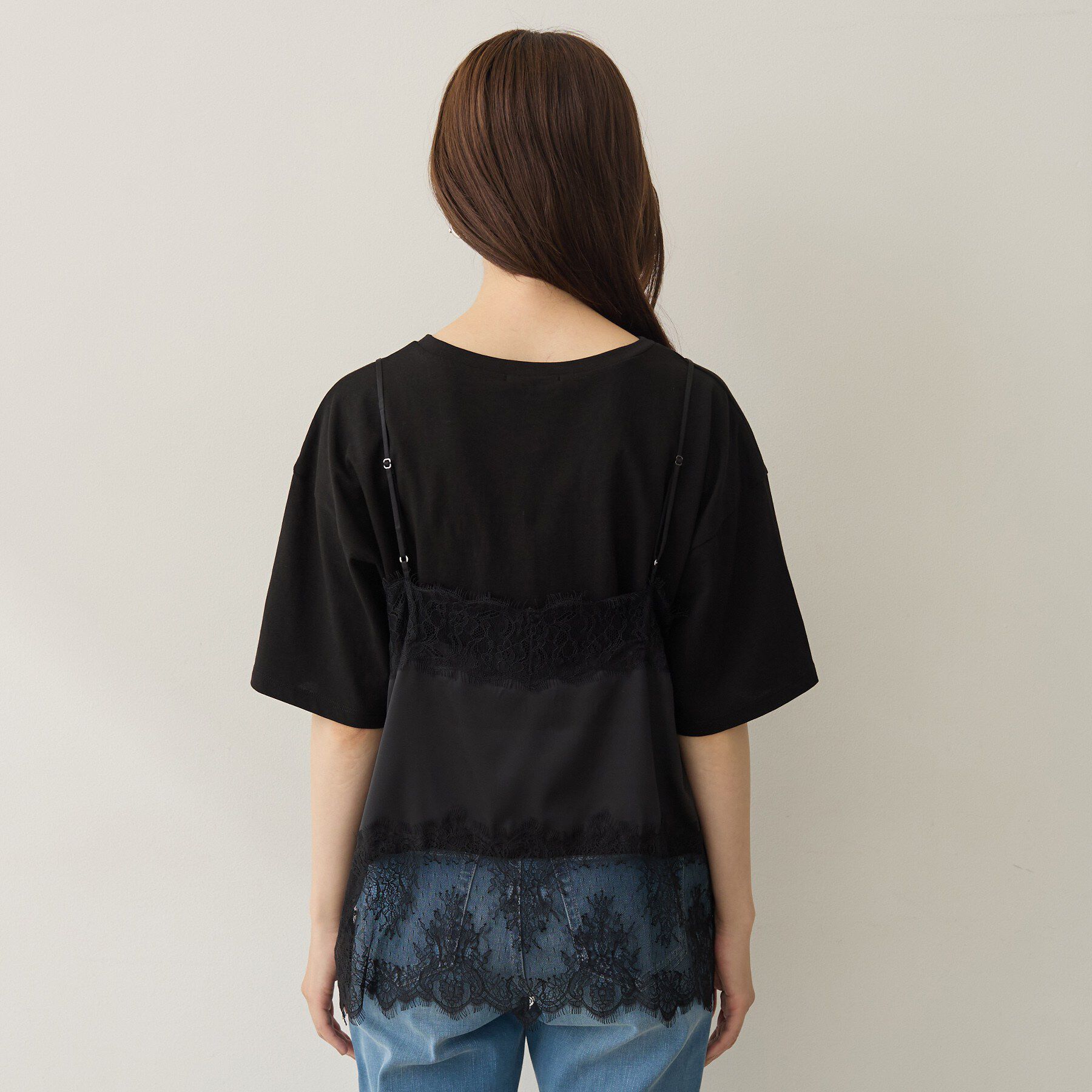 UNTITLED「【1枚でもセットでも】レースキャミ付きプルオーバー」|Tシャツ・カットソー|