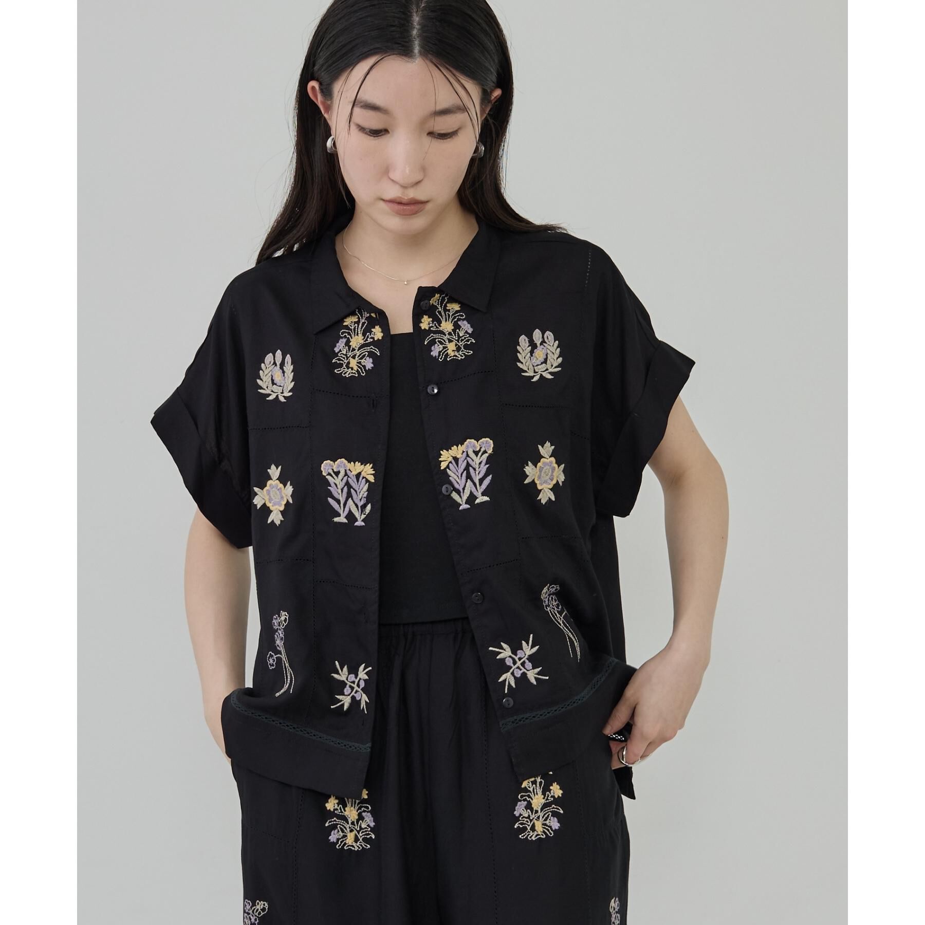 GALLEST「アート刺繍半袖シャツ【セットアップ可能】」|シャツ・ブラウス|