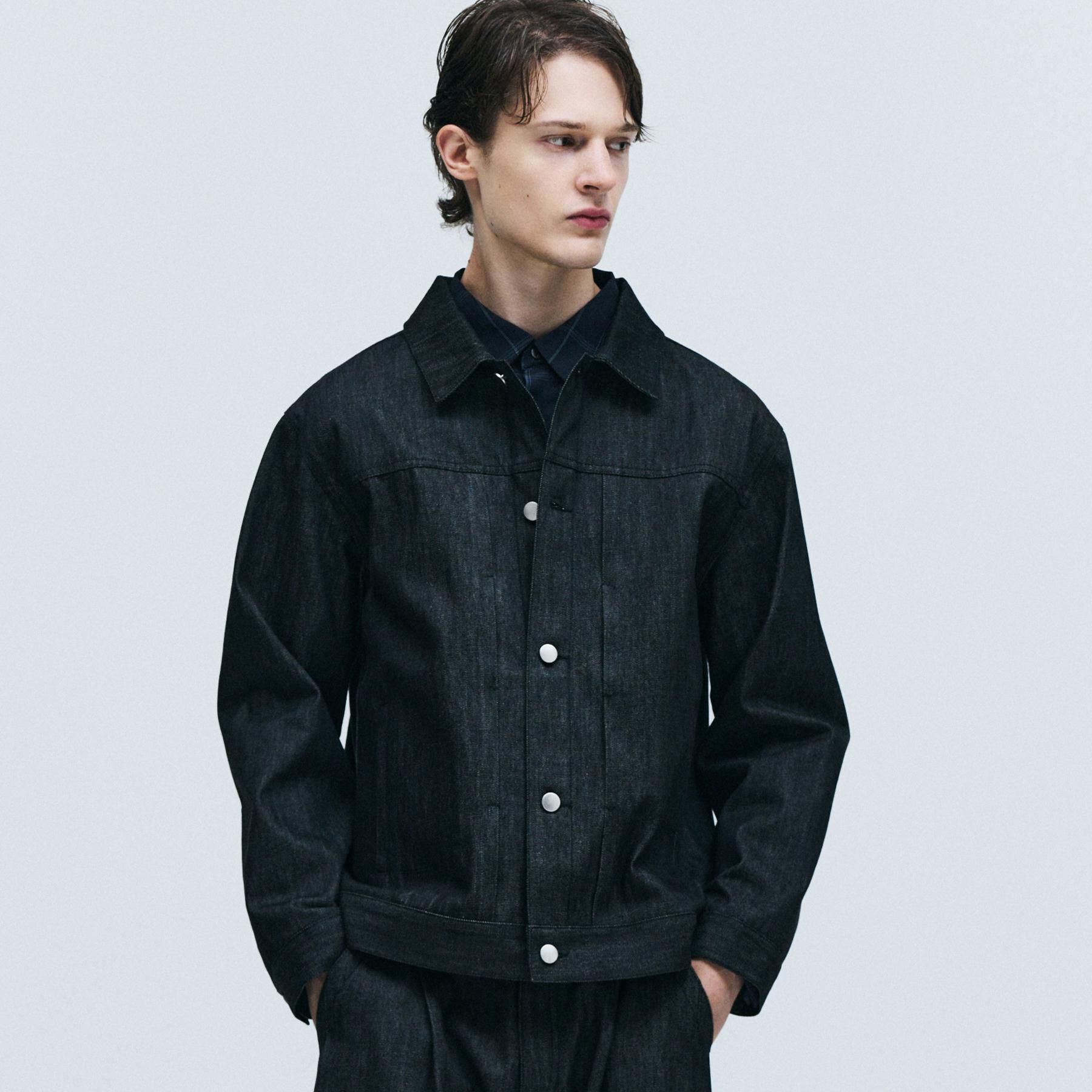 tk.TAKEO KIKUCHI「【色褪せしにくいデニム/セットアップ対応可】Comfy Fadeless Denim Seriesデ」|ブルゾン・スタジャン|ブラック(019)
