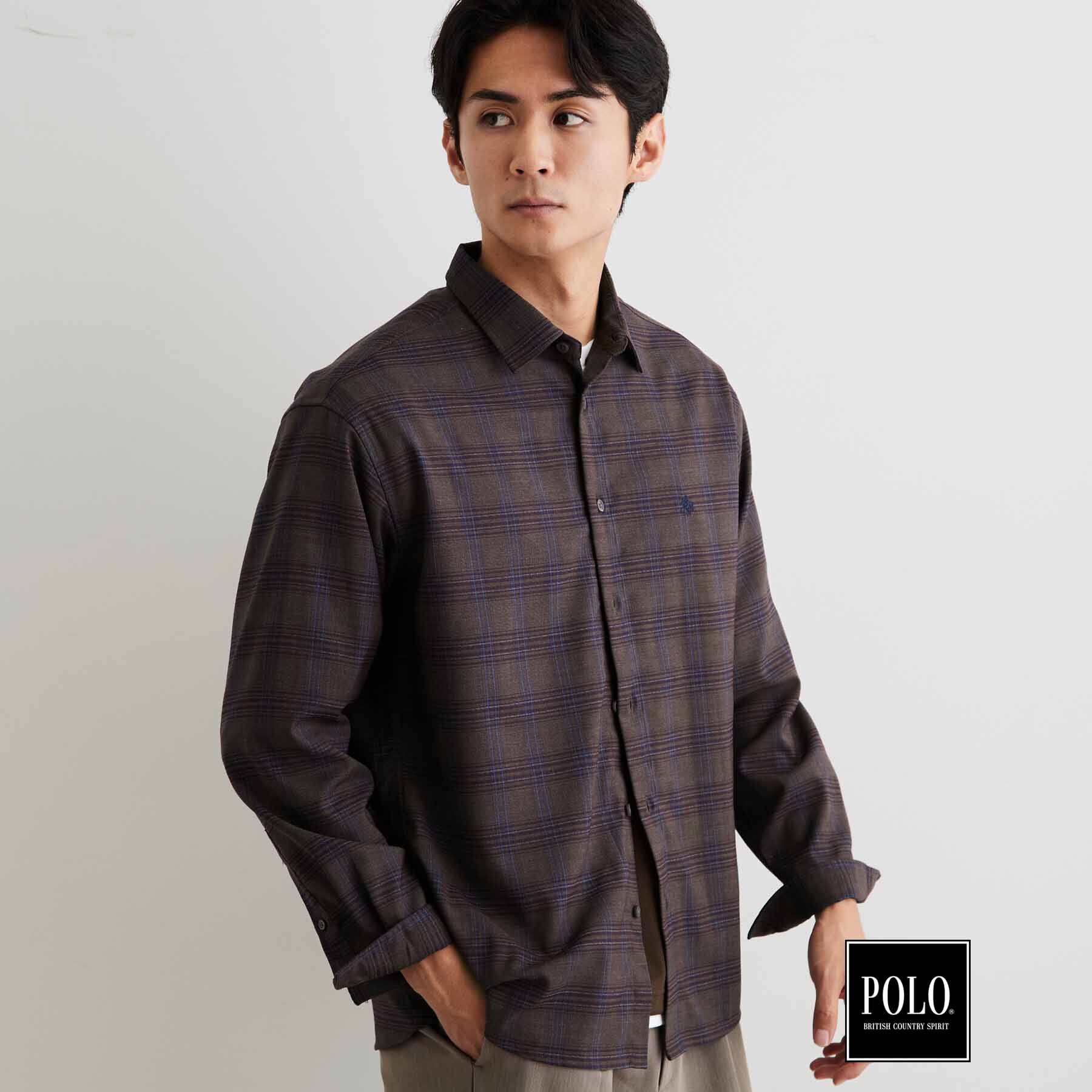 THE SHOP TK「POLO BCS/アソート長袖シャツ」|シャツ・ブラウス|ブラウン(243)