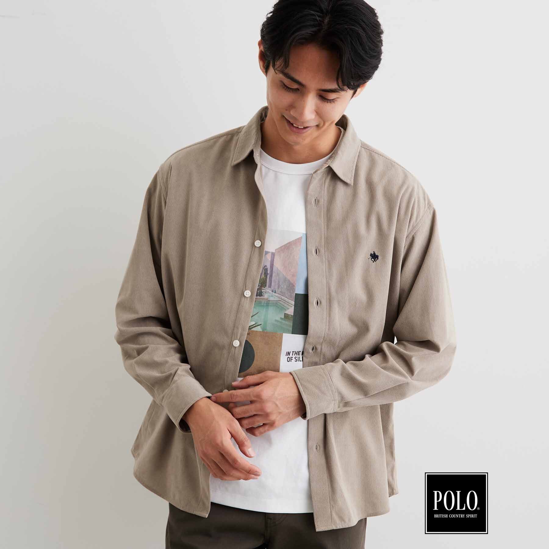THE SHOP TK「POLO BCS/アソート長袖シャツ」|シャツ・ブラウス|ベージュ(652)