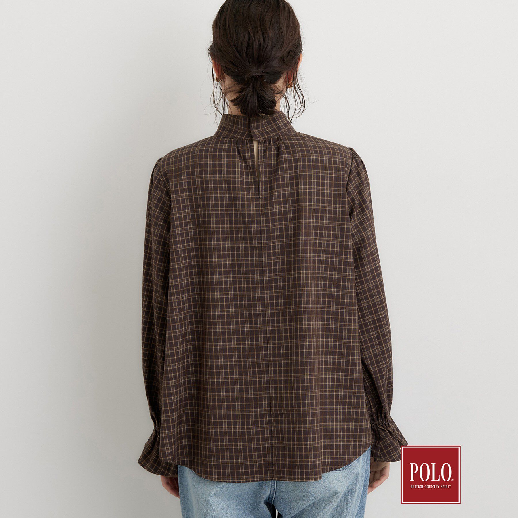 THE SHOP TK「POLO BCS/チェックスカーフ付きブラウス」|シャツ・ブラウス|