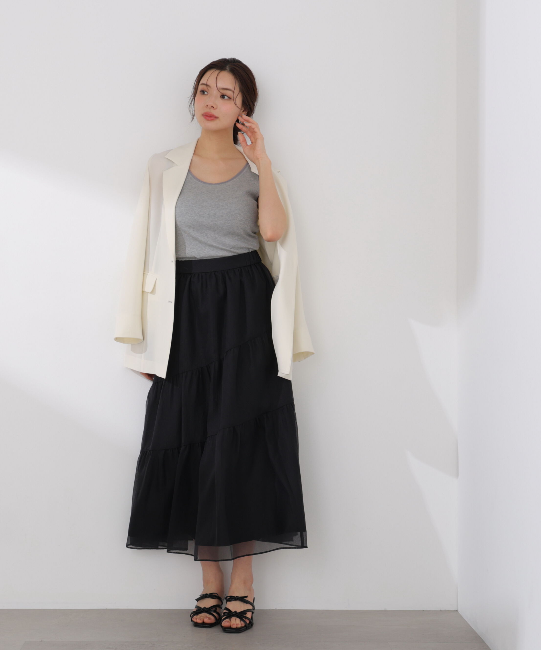 PROPORTION BODY DRESSING「チュールトリムタンクトップ 26SS」|Tシャツ・カットソー|