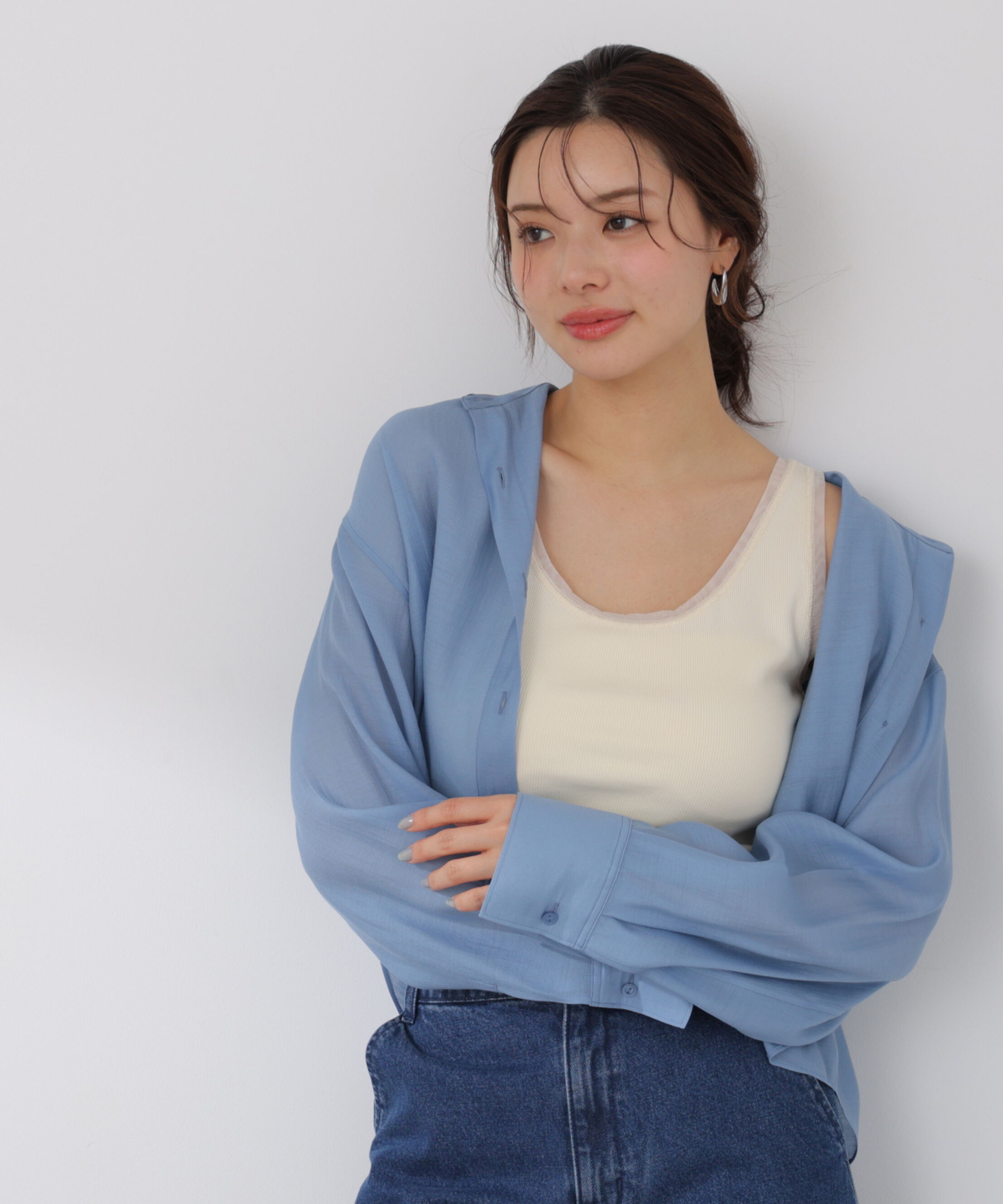PROPORTION BODY DRESSING「チュールトリムタンクトップ 26SS」|Tシャツ・カットソー|エクリュ1