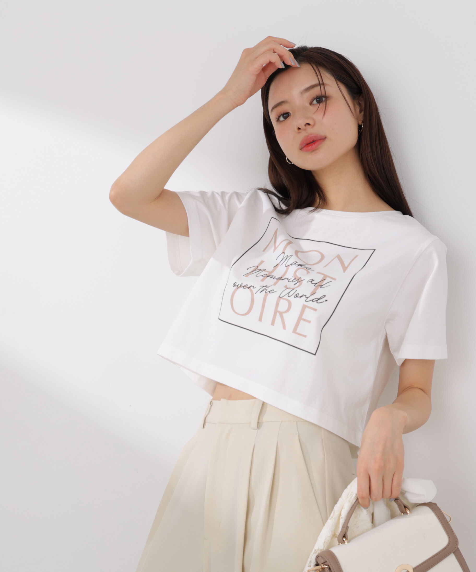 PROPORTION BODY DRESSING「短丈ロゴTシャツ」|Tシャツ・カットソー|エクリュ1