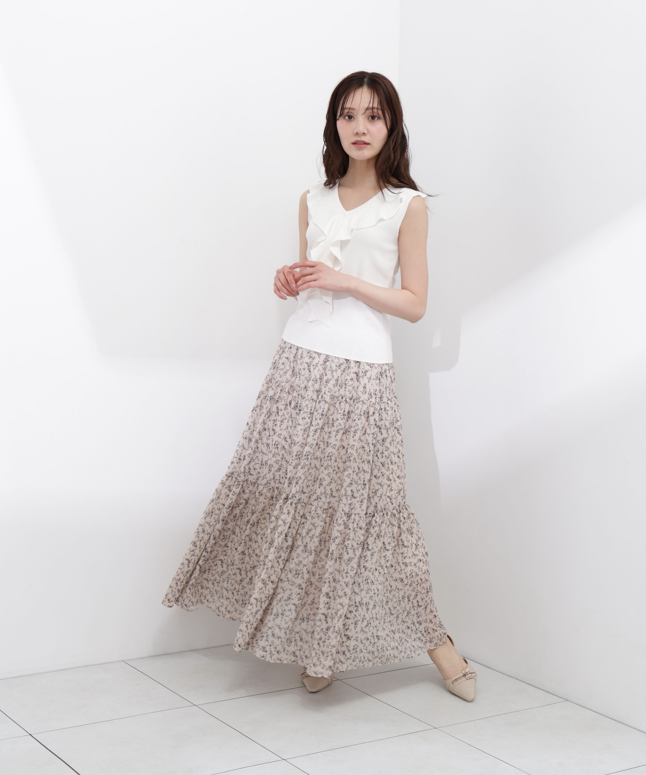 PROPORTION BODY DRESSING「＜中川紅葉さん着用＞フリルノースリーブニット」|ニット・セーター|