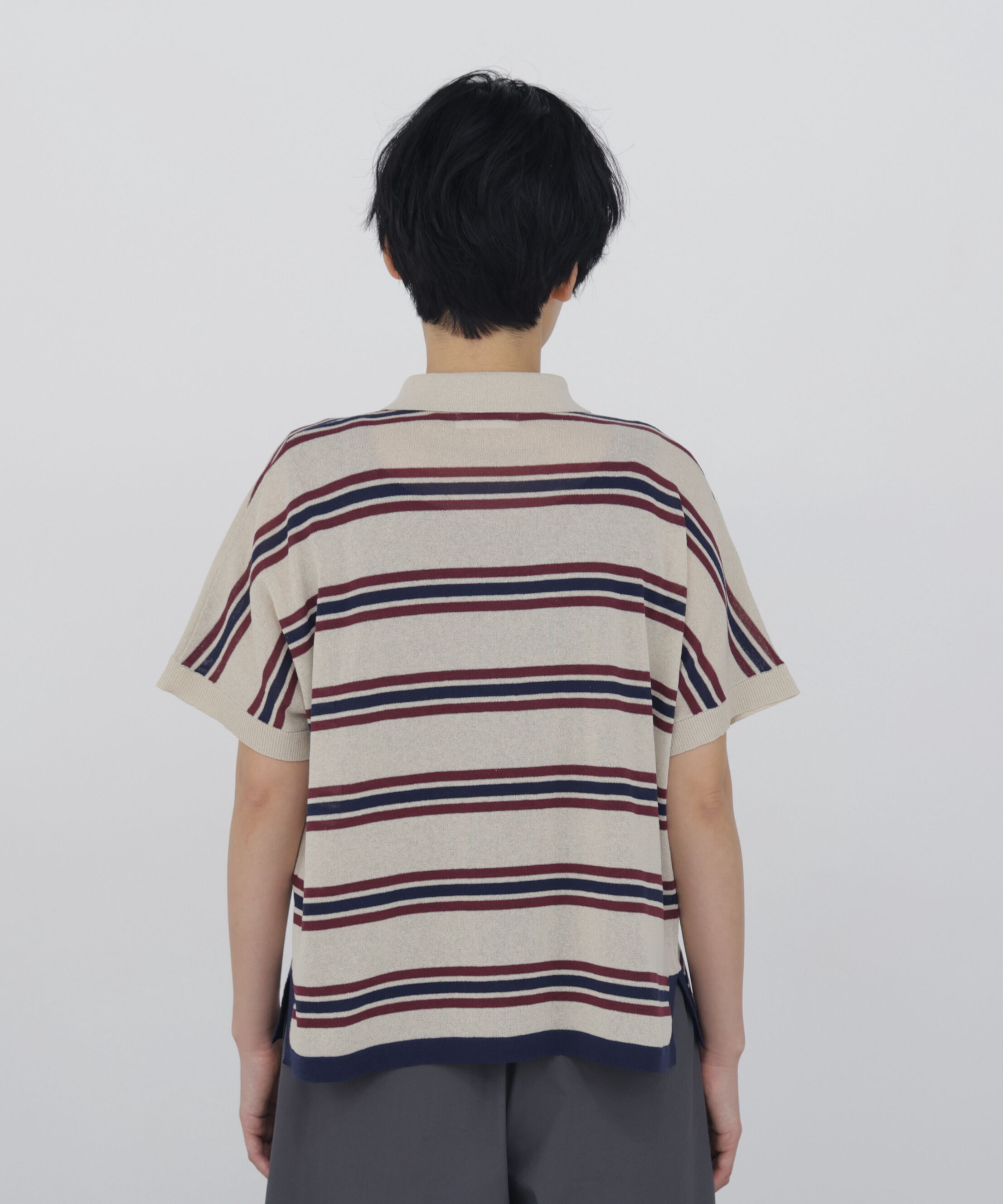  「◆《洗える / Good Price》 シアーボーダーポロニットＴ」|ニット・セーター|