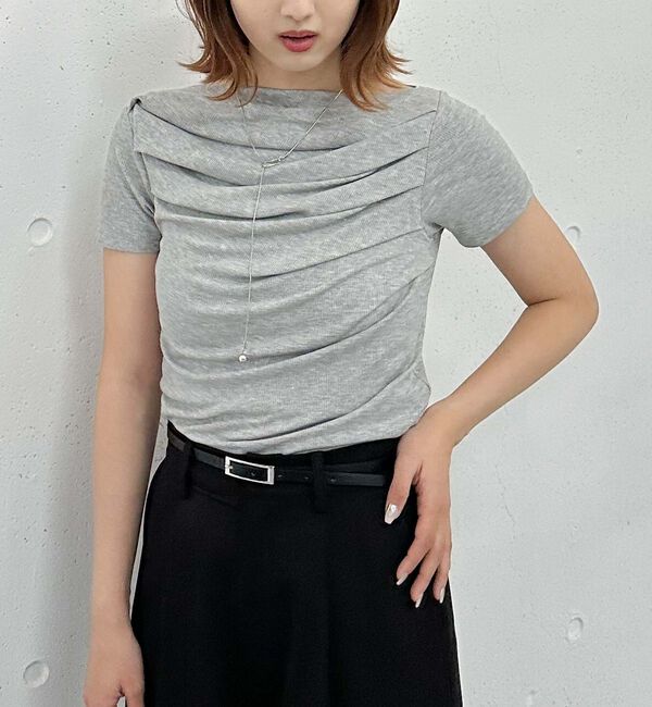 archives「タックドレープオフショルＣＴ」|Tシャツ・カットソー|GRAY