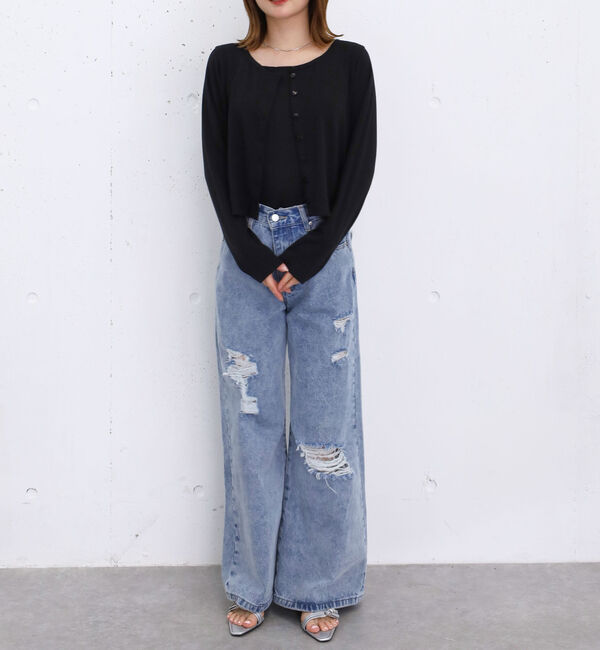 archives「ハートボタンハリヌキカットカーディガン」|Tシャツ・カットソー|