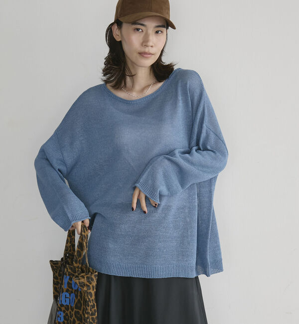 Doux archives「ペーパーヤーンプルオーバー／」|ニット・セーター|BLUE GRAY