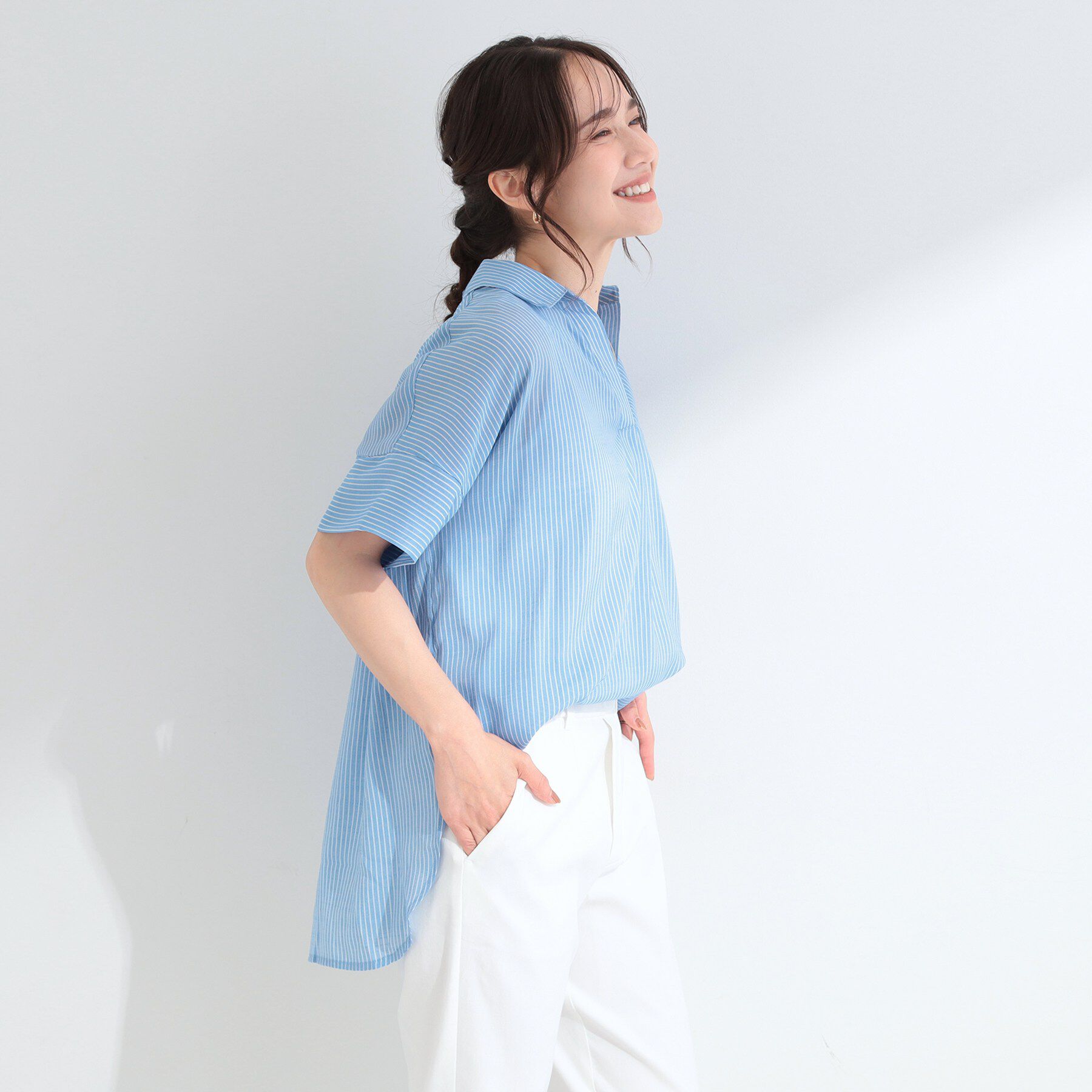 SHOO･LA･RUE「【2点セット/S-LL/洗濯機可】時短でコーデ決まる スラブスキッパーシャツ＋タンクトップ」|その他|