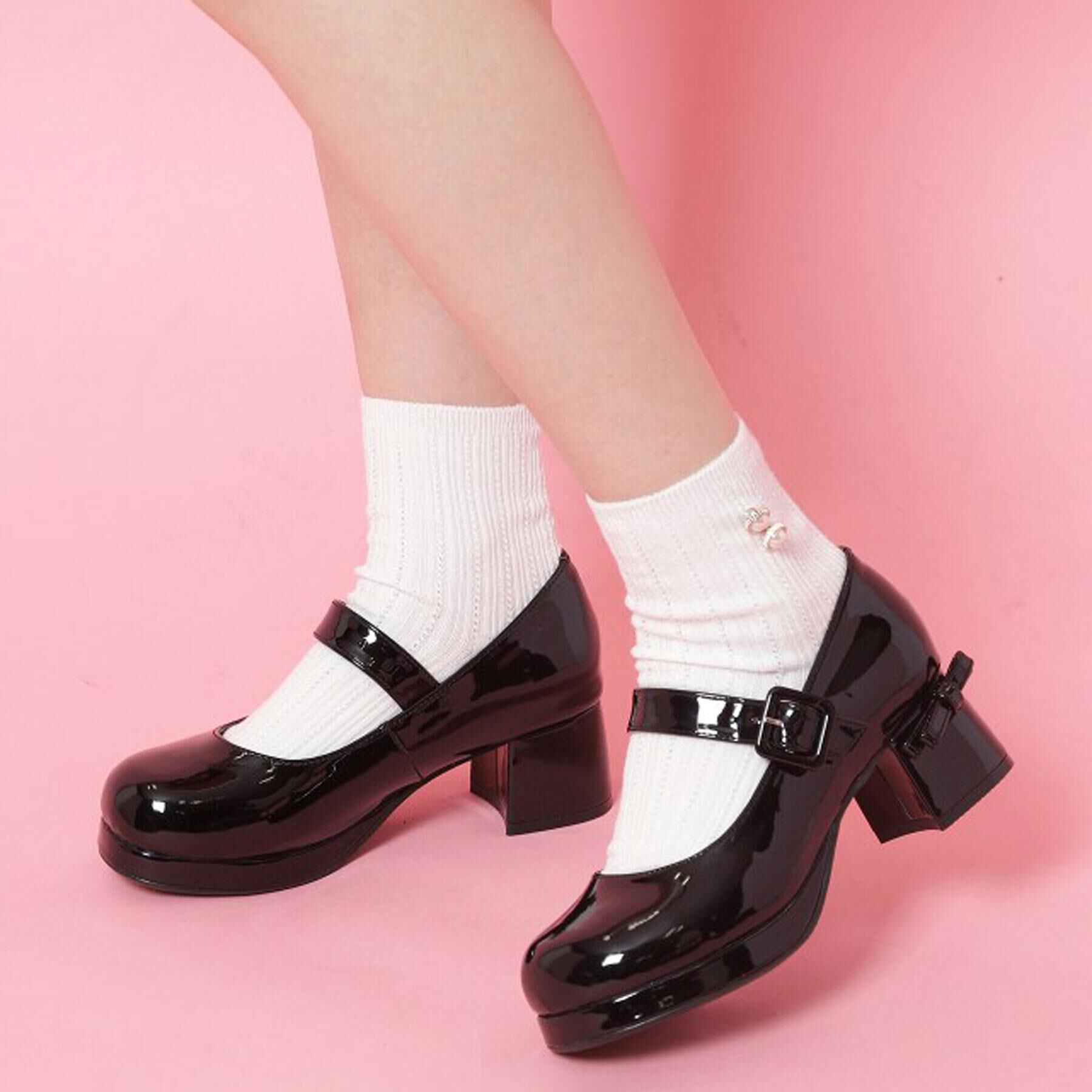 csT&P「バレエコアストラップ付リボン付きパンプス」|パンプス|ブラック(219)