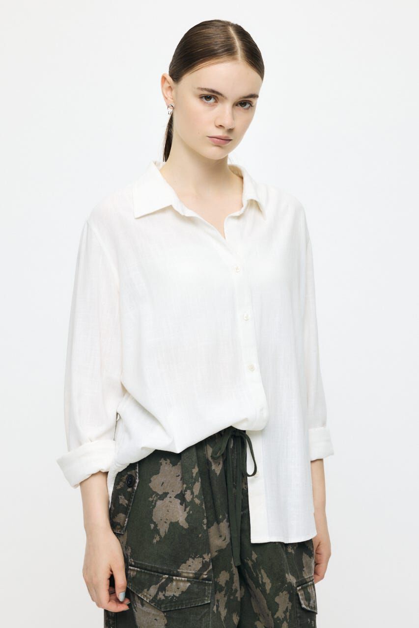 MOUSSY「LINEN BLEND BASIC シャツ」|シャツ・ブラウス|