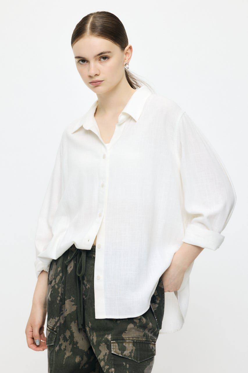 MOUSSY「LINEN BLEND BASIC シャツ」|シャツ・ブラウス|