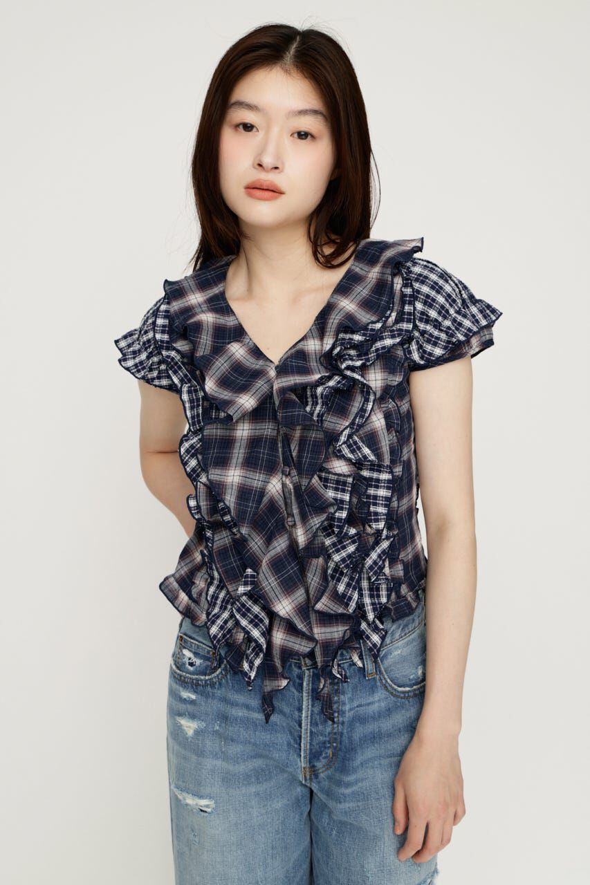 SLY「MIX FRILL COMPACT ブラウス」|シャツ・ブラウス|M/NVY7