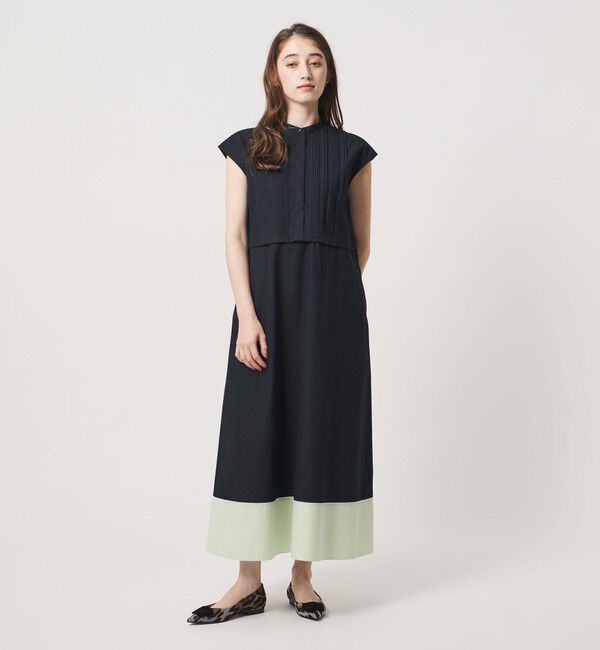 UNITED ARROWS「シルキー ピンタック ワンピース ‐ウォッシャブル‐」|ワンピース|NAVY