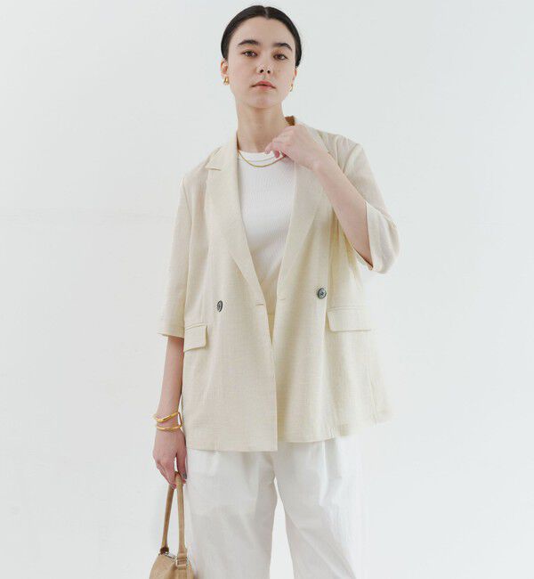 UNITED ARROWS green label relaxing「【結論シリーズ】シアーエアミドルスリーブジャケット マシンウォッシャブル 接触冷感 通気性」|テーラードジャケット|