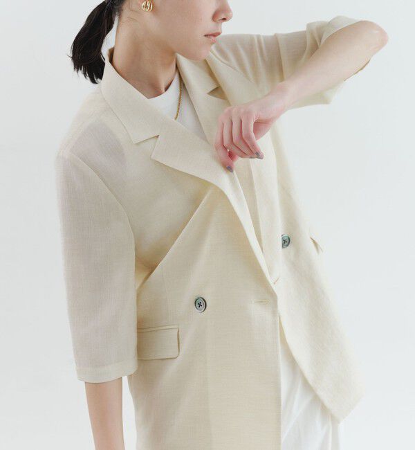 UNITED ARROWS green label relaxing「【結論シリーズ】シアーエアミドルスリーブジャケット マシンウォッシャブル 接触冷感 通気性」|テーラードジャケット|