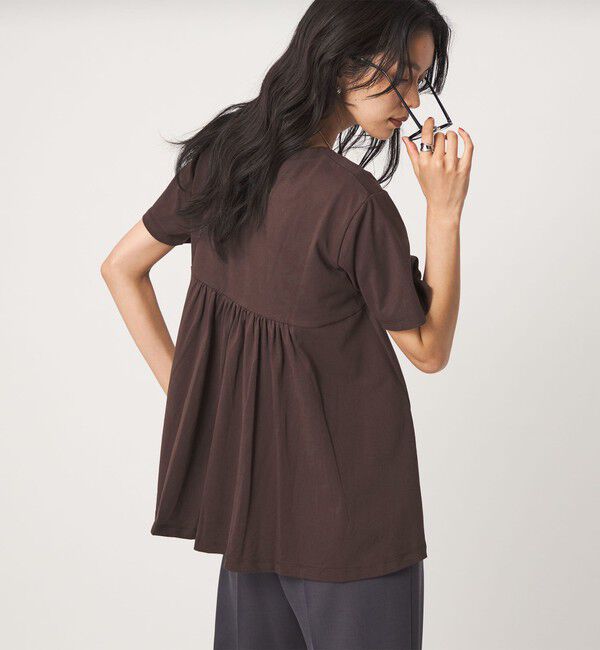 UNITED ARROWS green label relaxing「【WEB限定】＜at ease＞バック フレア カットソー  接触冷感 UVカット 遮熱」|Tシャツ・カットソー|DK.BROWN