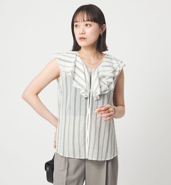 UNITED ARROWS green label relaxing「100/2 ラッフルカラー ノースリーブ ブラウス」|シャツ・ブラウス|