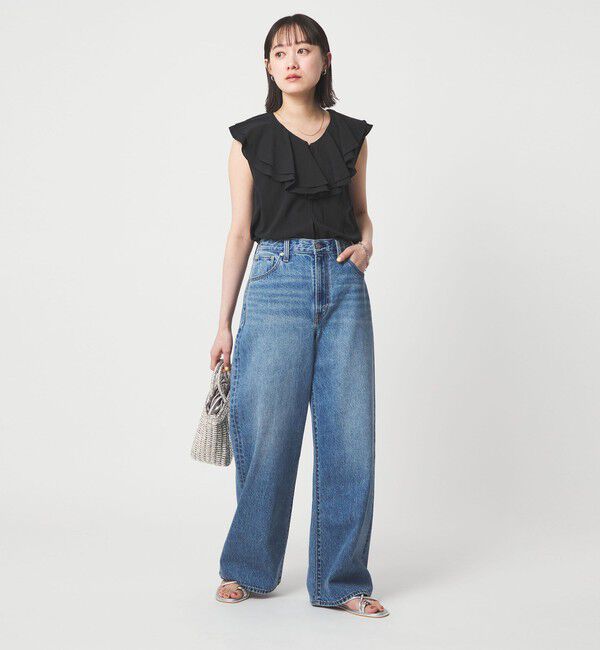 UNITED ARROWS green label relaxing「100/2 ラッフルカラー ノースリーブ ブラウス」|シャツ・ブラウス|
