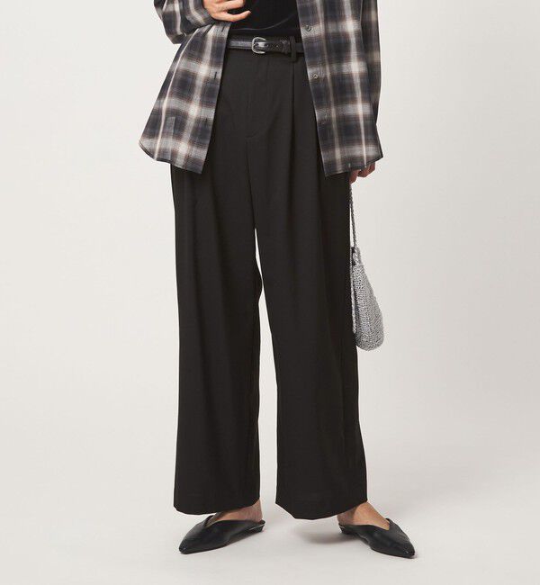 UNITED ARROWS green label relaxing「ソモウライク 2タック ワイド パンツ ウォッシャブル ストレッチ」|スラックス|BLACK