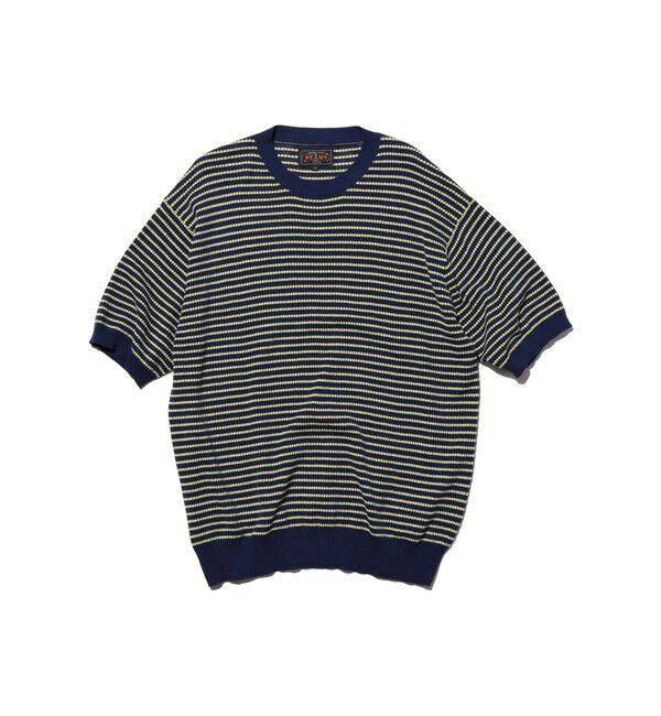 BEAMS PLUS「Knit Tee Dot Pattern Jacquard」|Tシャツ・カットソー|NAVY