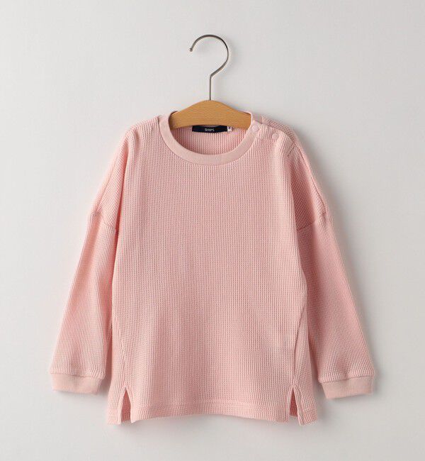 SHIPS KIDS「THYARD:80～90cm / ベビー ワッフル 長袖 TEE」|Tシャツ・カットソー|ピンク
