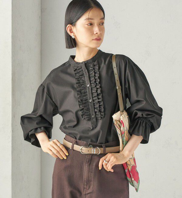 SHIPS for women「《予約》〈手洗い可能〉オックス ビブ フリル ブラウス」|シャツ・ブラウス|