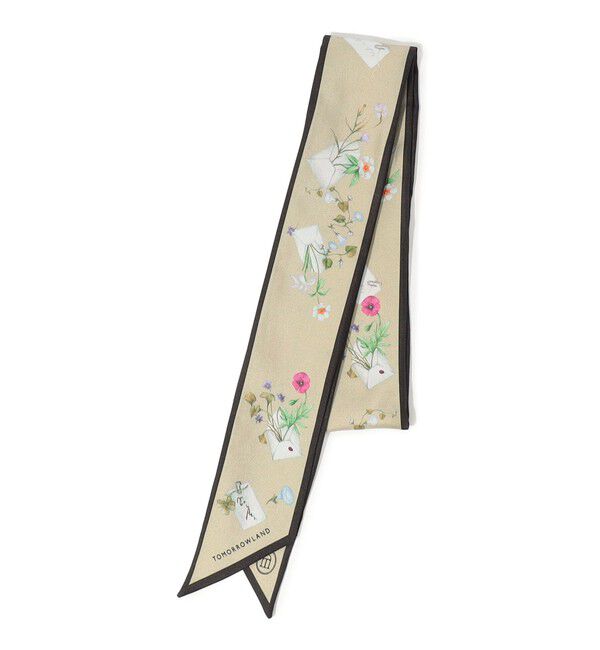 TOMORROWLAND GOODS「ATELIER TOMORROW FLOWER LETTER シルク ツイリースカーフ」|バンダナ・スカーフ|42 ライトベージュ系