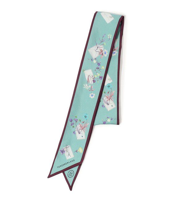 TOMORROWLAND GOODS「ATELIER TOMORROW FLOWER LETTER シルク ツイリースカーフ」|バンダナ・スカーフ|52 ライトグリーン系